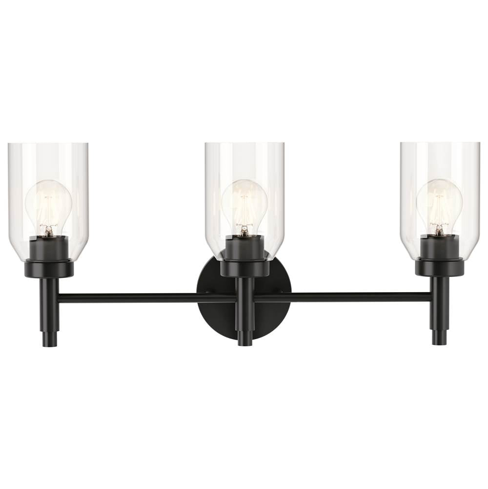 Kichler Lighting Madden 24 Inch 3 Light Vanity With Clear Glass In Black