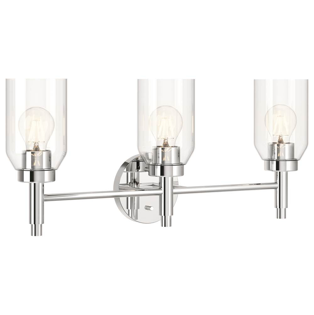 Kichler Lighting 55185CH Chrome Madden 24 Inch 3 Light Vanity With Clear Glass In Chrome Image 1