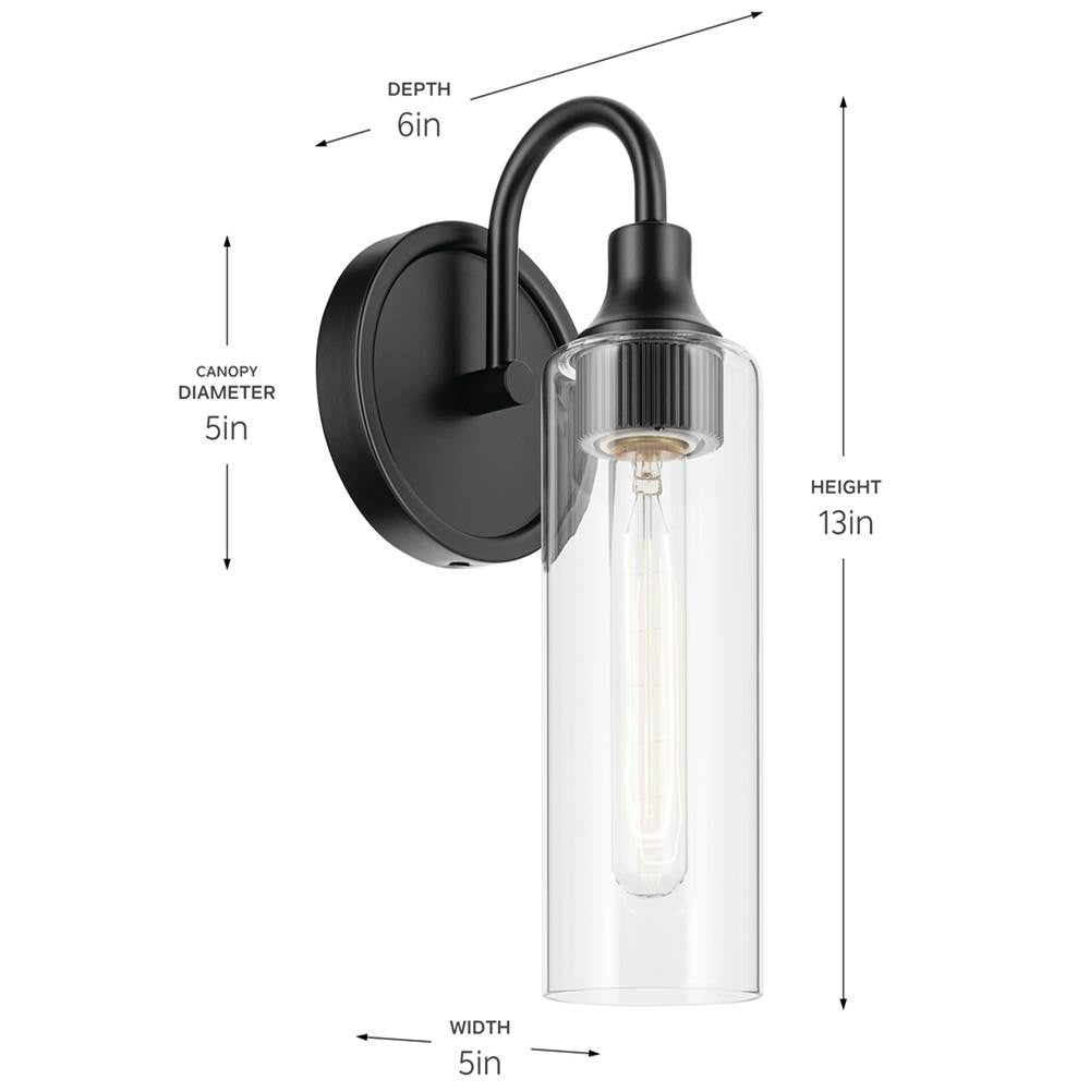 Kichler Lighting 55209BK Black Wall Sconce 1lt Image 3