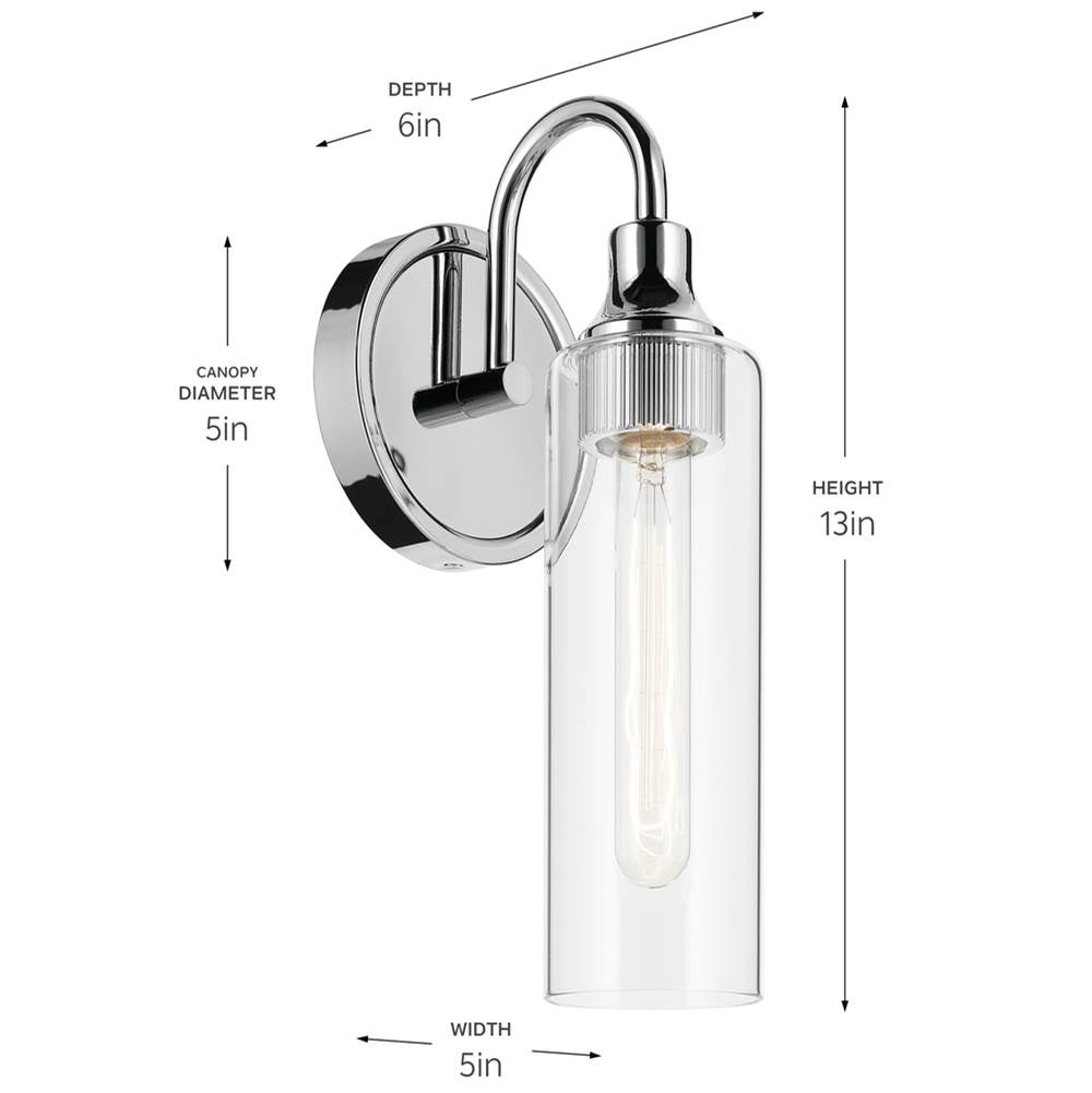 Kichler Lighting 55209CH Chrome Wall Sconce 1lt Image 2