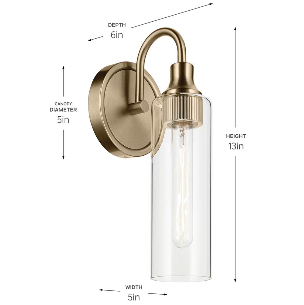 Kichler Lighting 55209CPZ Champagne Bronze Wall Sconce 1lt Image 2