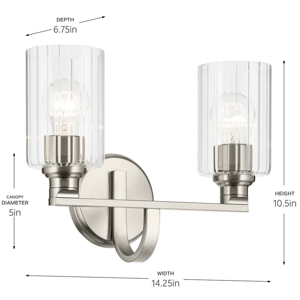 Kichler Lighting 55225NIFLU Brushed Nickel Bath 2lt Image 2
