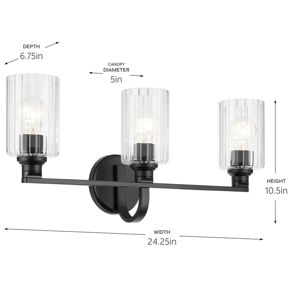 Kichler Lighting 55226BKFLU Black Bath 3lt Image 2