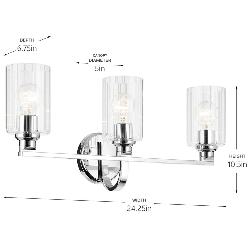 Kichler Lighting 55226CHFLU Chrome Bath 3lt Image 2