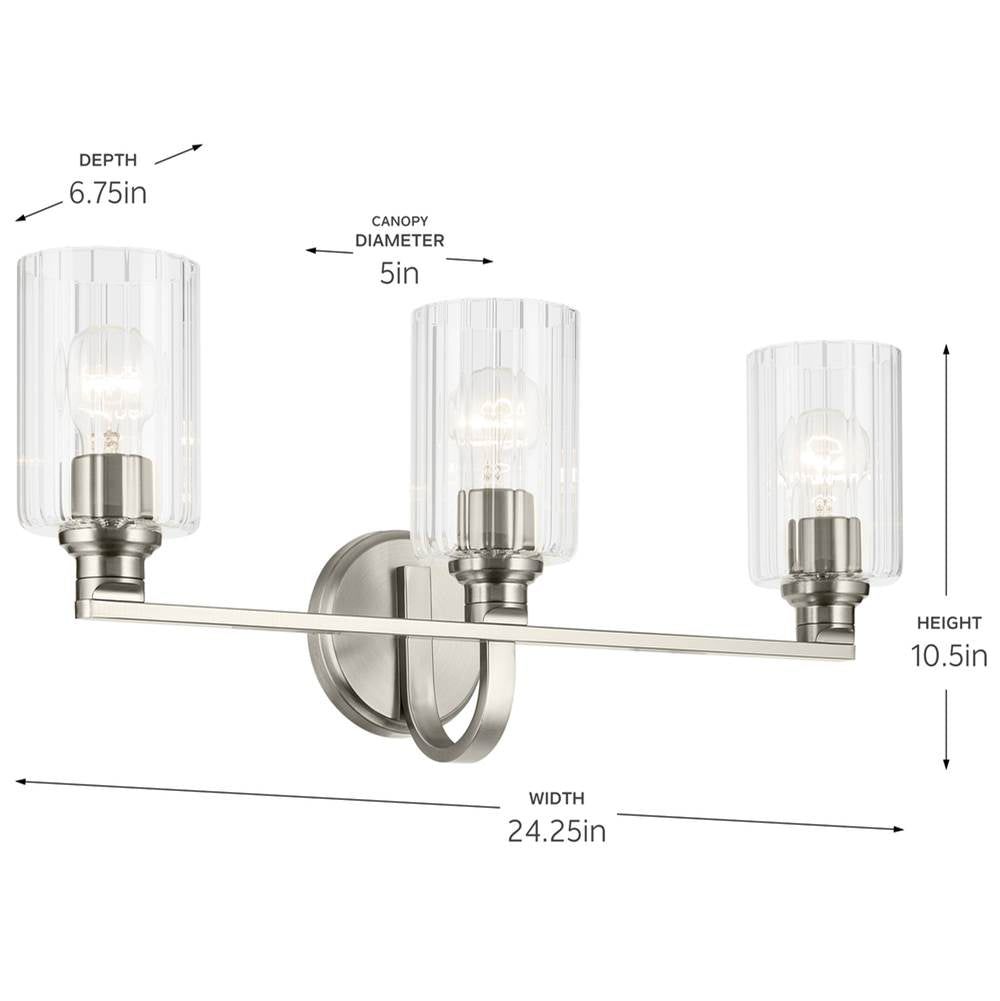 Kichler Lighting 55226NIFLU Brushed Nickel Bath 3lt Image 2