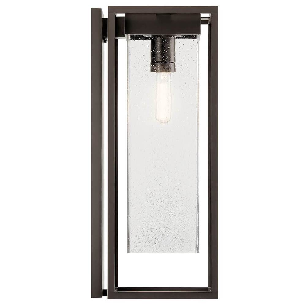 Kichler Lighting Mercer The Mercer 24'' 1 Light Outdoor Wall Light With Clear Seeded Glass In Black With Silver Highlights