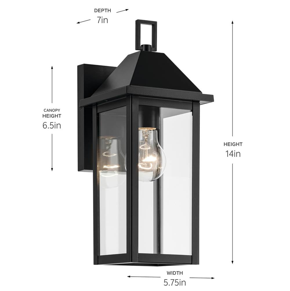 Kichler Lighting 59157BK Black Outdoor Wall 1lt Image 2