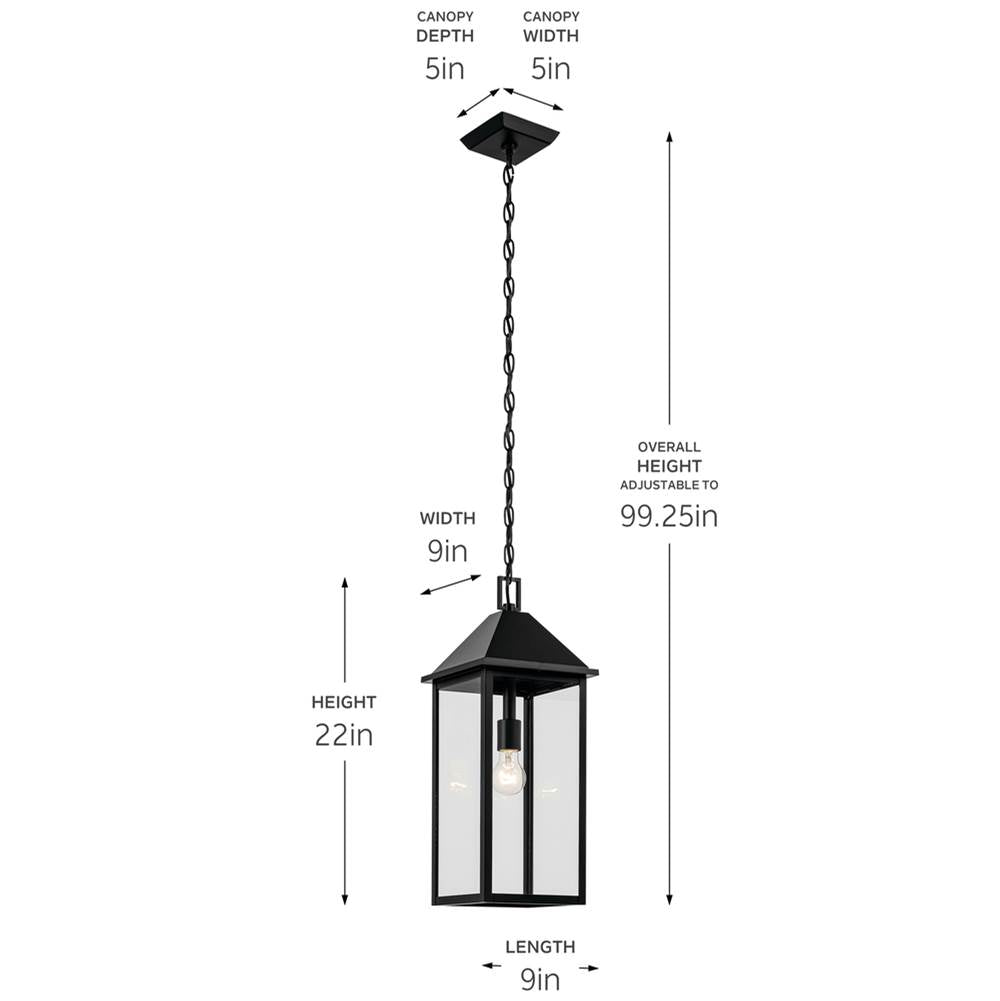 Kichler Lighting 59160BK Black Outdoor Pendant 1lt Image 2