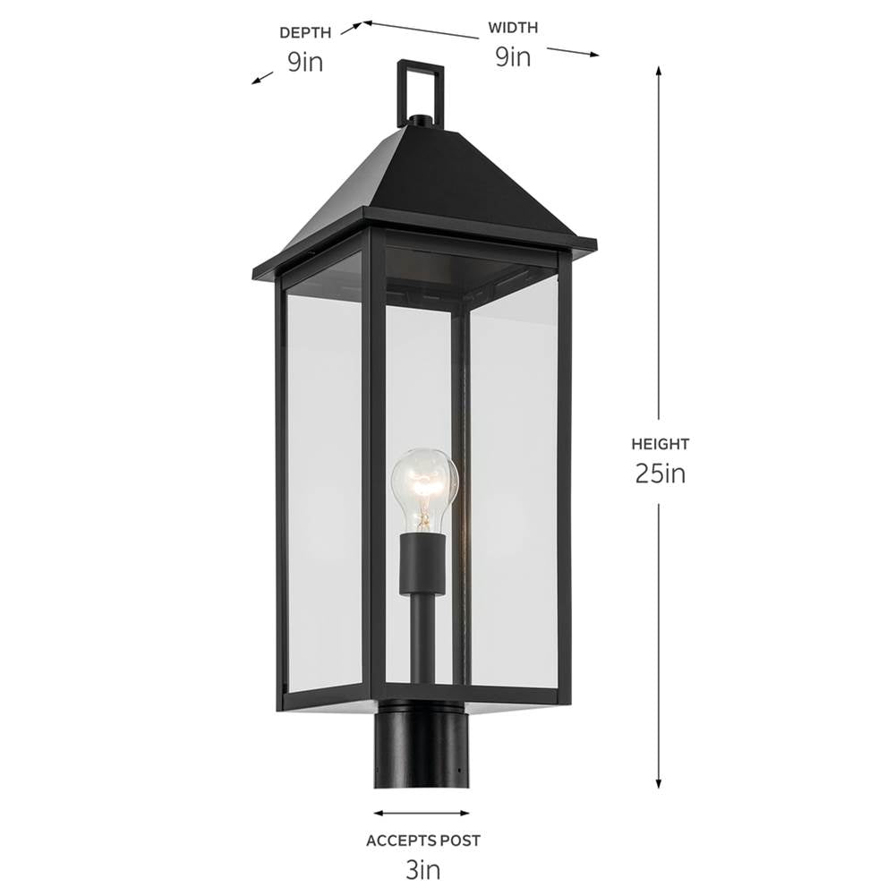 Kichler Lighting 59161BK Black Outdoor Post Mt 1lt Image 2