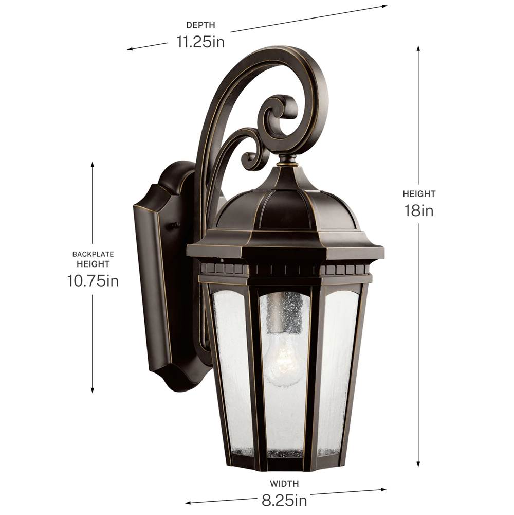 Kichler Lighting 9033RZ Rubbed Bronze Outdoor Wall 1lt Image 3