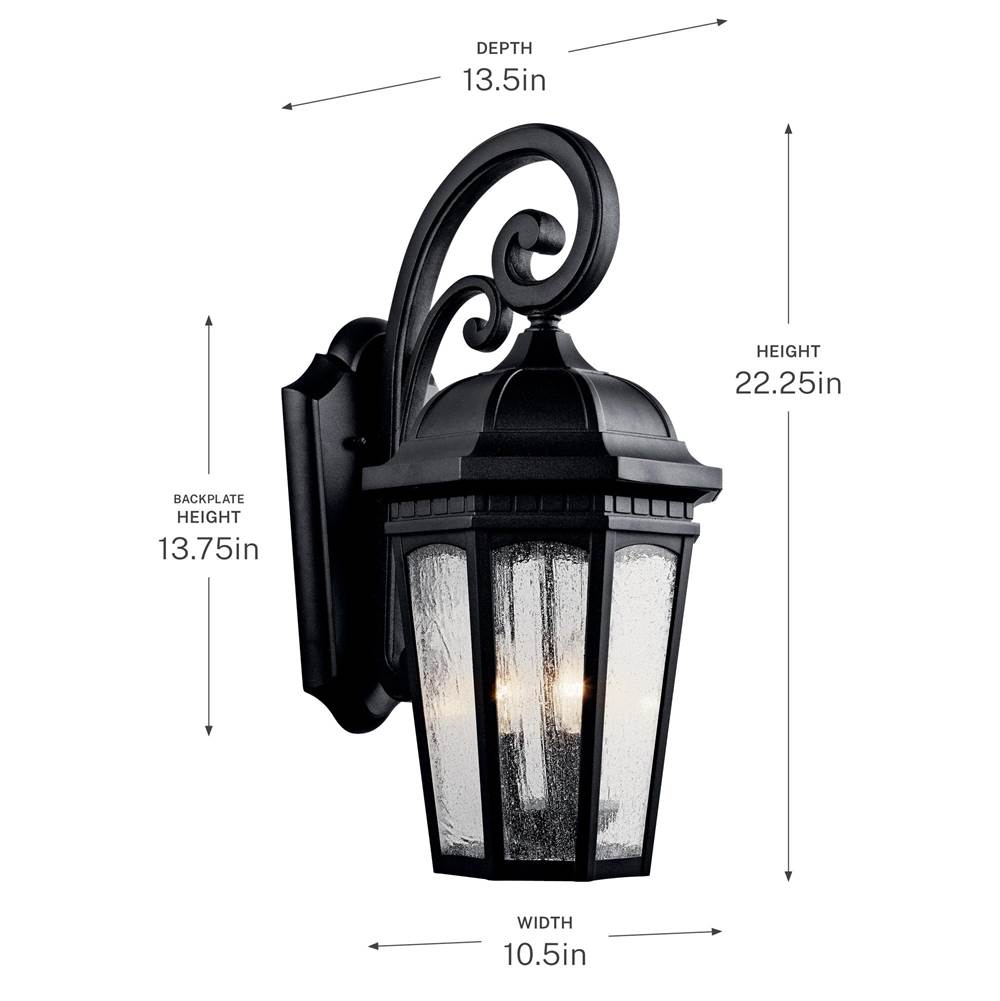 Kichler Lighting 9034BKT Textured Black Outdoor Wall 3lt Image 3