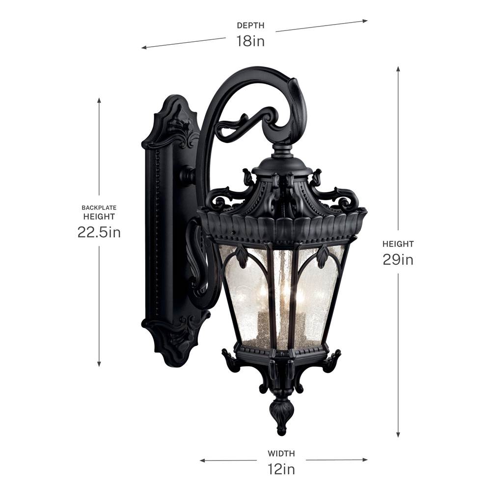 Kichler Lighting 9358BKT Textured Black Outdoor Wall 3lt Image 4