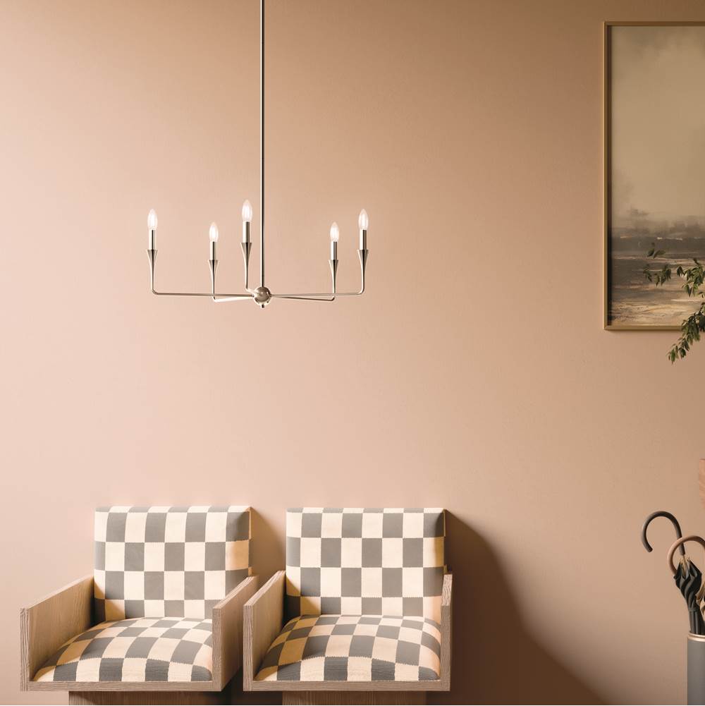 Kichler Lighting 52689PN Polished Nickel Alvaro 30 Inch 5 Light Chandelier In Polished Nickel Image 2
