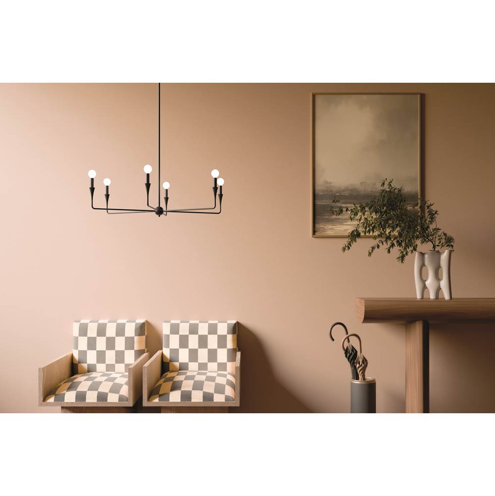 Kichler Lighting 52690BK Black Alvaro 40 Inch 6 Light Chandelier In Black Image 3