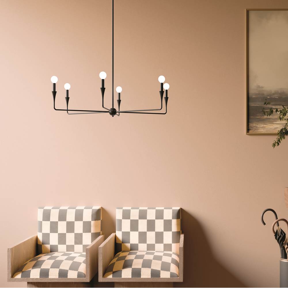 Kichler Lighting 52690BK Black Alvaro 40 Inch 6 Light Chandelier In Black Image 2