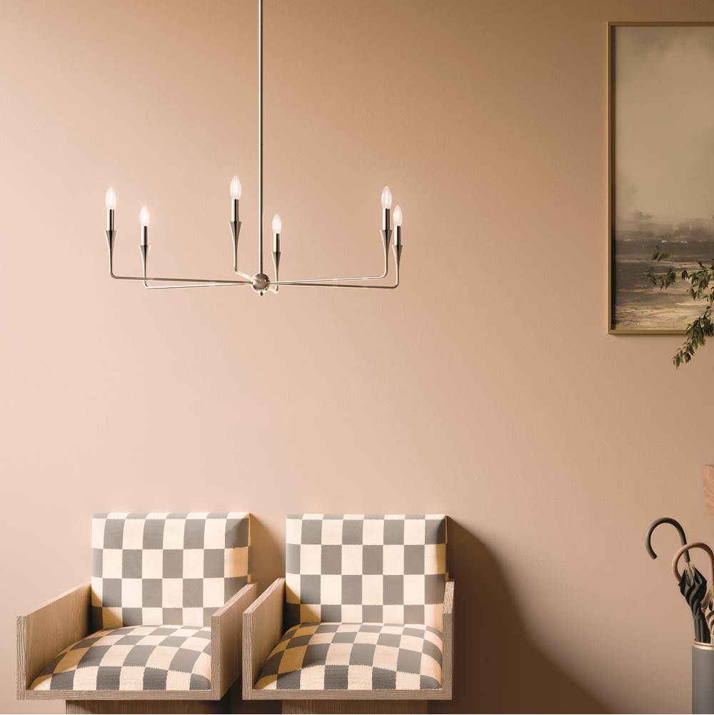 Kichler Lighting 52690PN Polished Nickel Alvaro 40 Inch 6 Light Chandelier In Polished Nickel Image 2