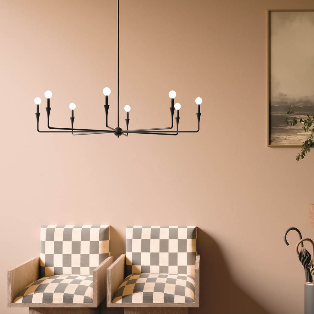 Kichler Lighting 52691BK Black Alvaro 50 Inch 8 Light Chandelier In Black Image 2