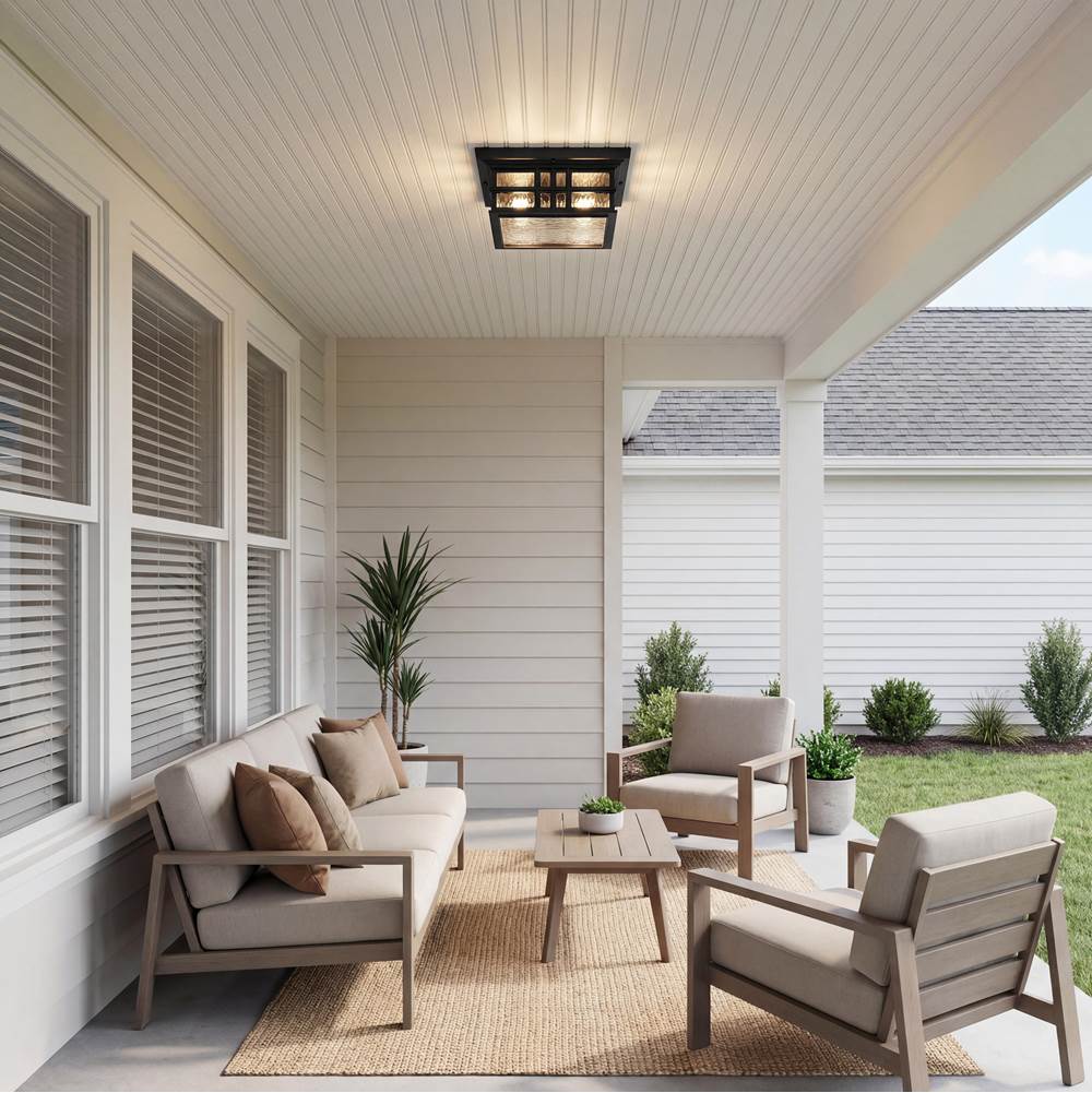 Kichler Lighting 49834BKT Textured Black Outdoor Ceiling 2lt Image 5