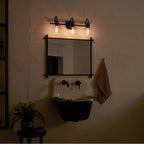 Kichler Lighting 45973BK Black Avery 24 Inch 3 Light Vanity Light With Clear Seeded Glass In Black Image 4