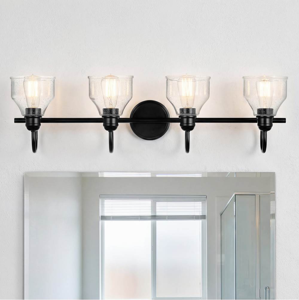 Kichler Lighting 45974BK Black Avery 33.5 Inch 4 Light Vanity Light With Clear Seeded Glass In Black Image 1