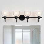 Kichler Lighting 45974BK Black Avery 33.5 Inch 4 Light Vanity Light With Clear Seeded Glass In Black Image 1