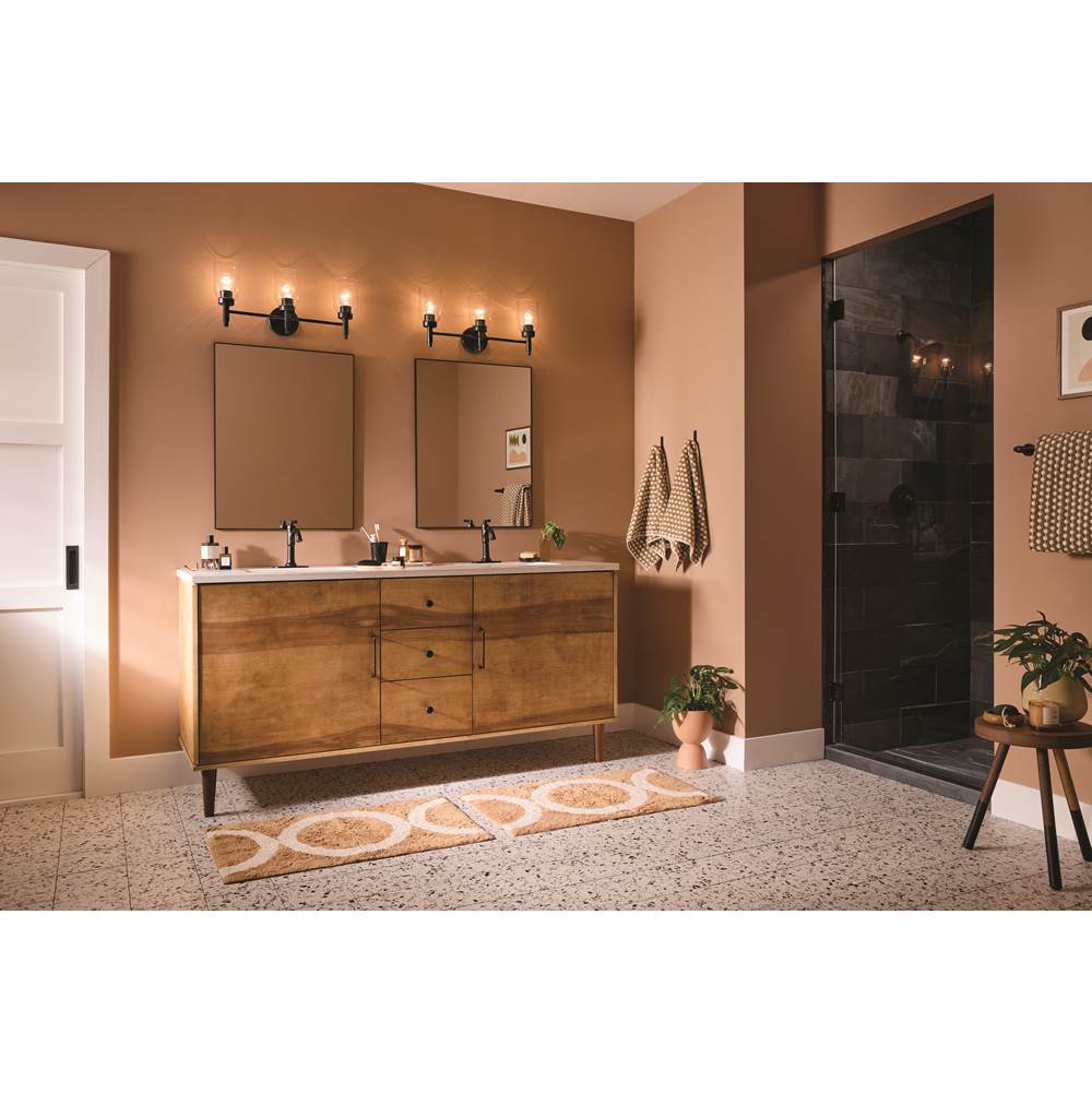 Kichler Lighting 55185BK Black Madden 24 Inch 3 Light Vanity With Clear Glass In Black Image 2