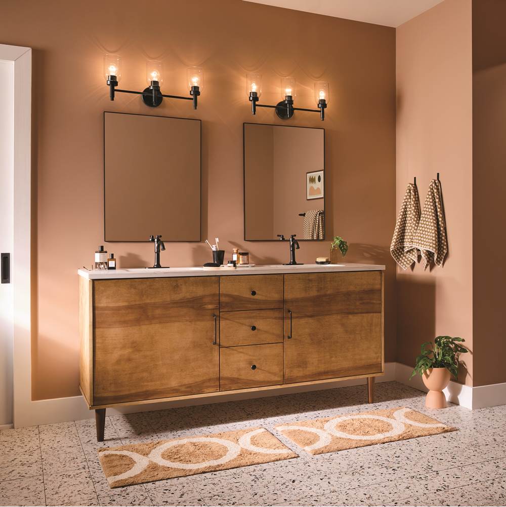 Kichler Lighting 55185BK Black Madden 24 Inch 3 Light Vanity With Clear Glass In Black Image 4