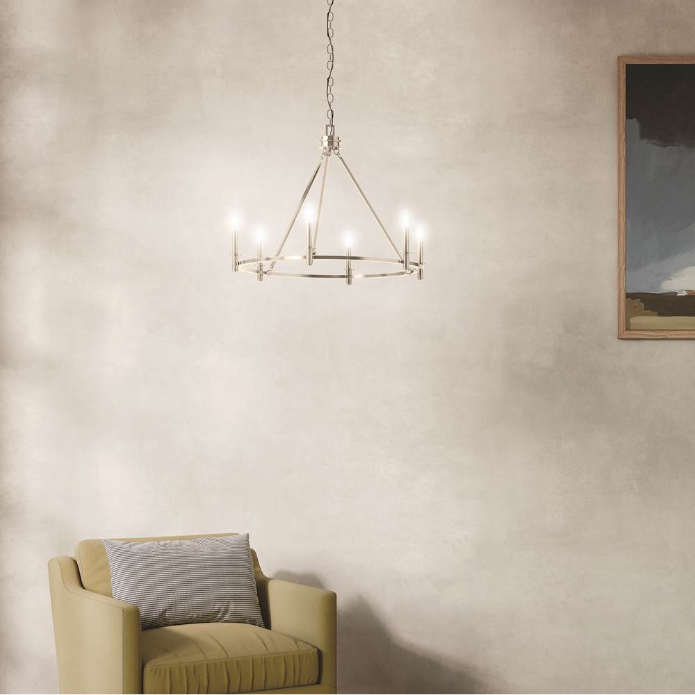 Kichler Lighting 52705PN Polished Nickel Carrick 32.25 Inch 6 Light Chandelier In Polished Nickel Image 2