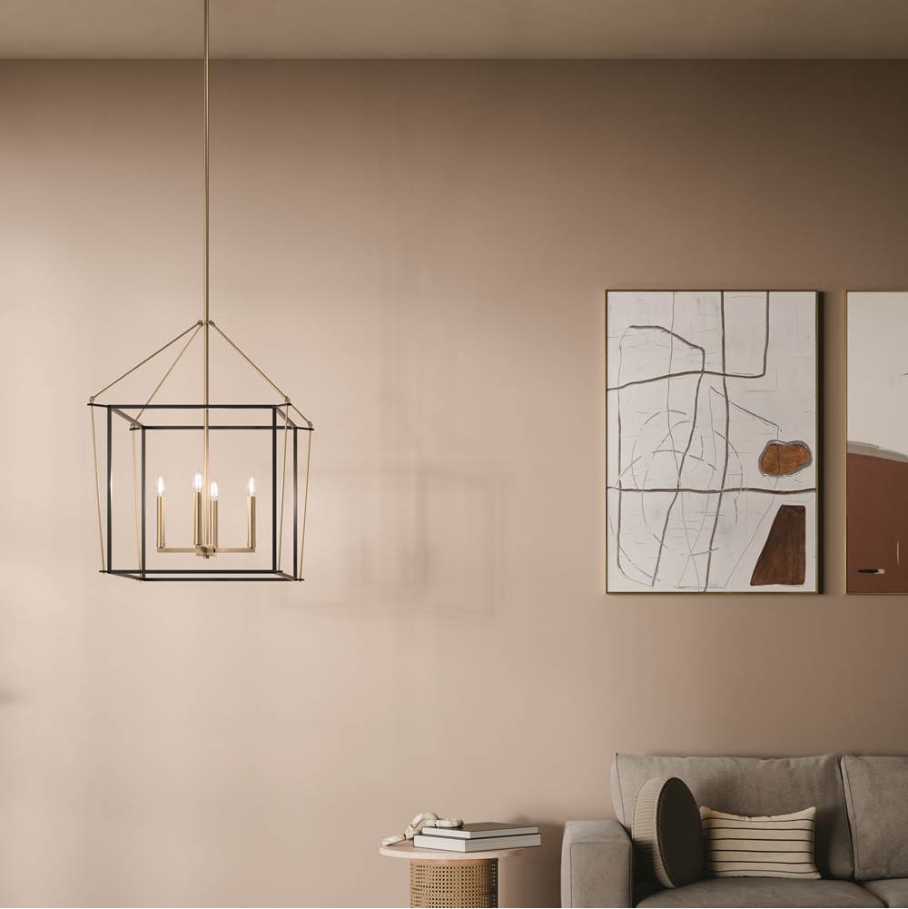 Kichler Lighting 52627CPZ Champagne Bronze Eisley 30 Inch 4 Light Foyer Pendant In Champagne Bronze And Black Image 2