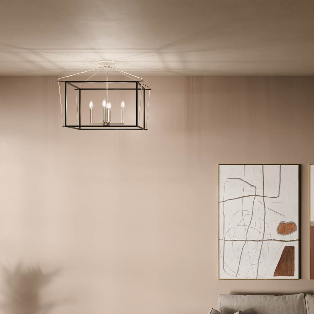 Kichler Lighting 52632PN Polished Nickel Eisley 20 Inch 4 Light Semi Flush Mount In Polished Nickel And Black Image 2