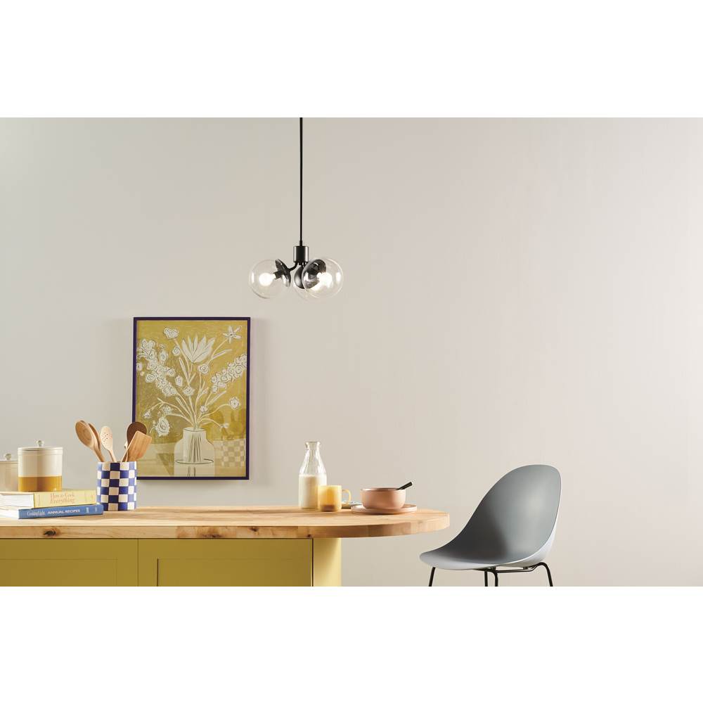 Kichler Lighting 52700BKCLR Black Silvarious 16.5 Inch 3 Light Convertible Pendant With Clear Glass In Black Image 3