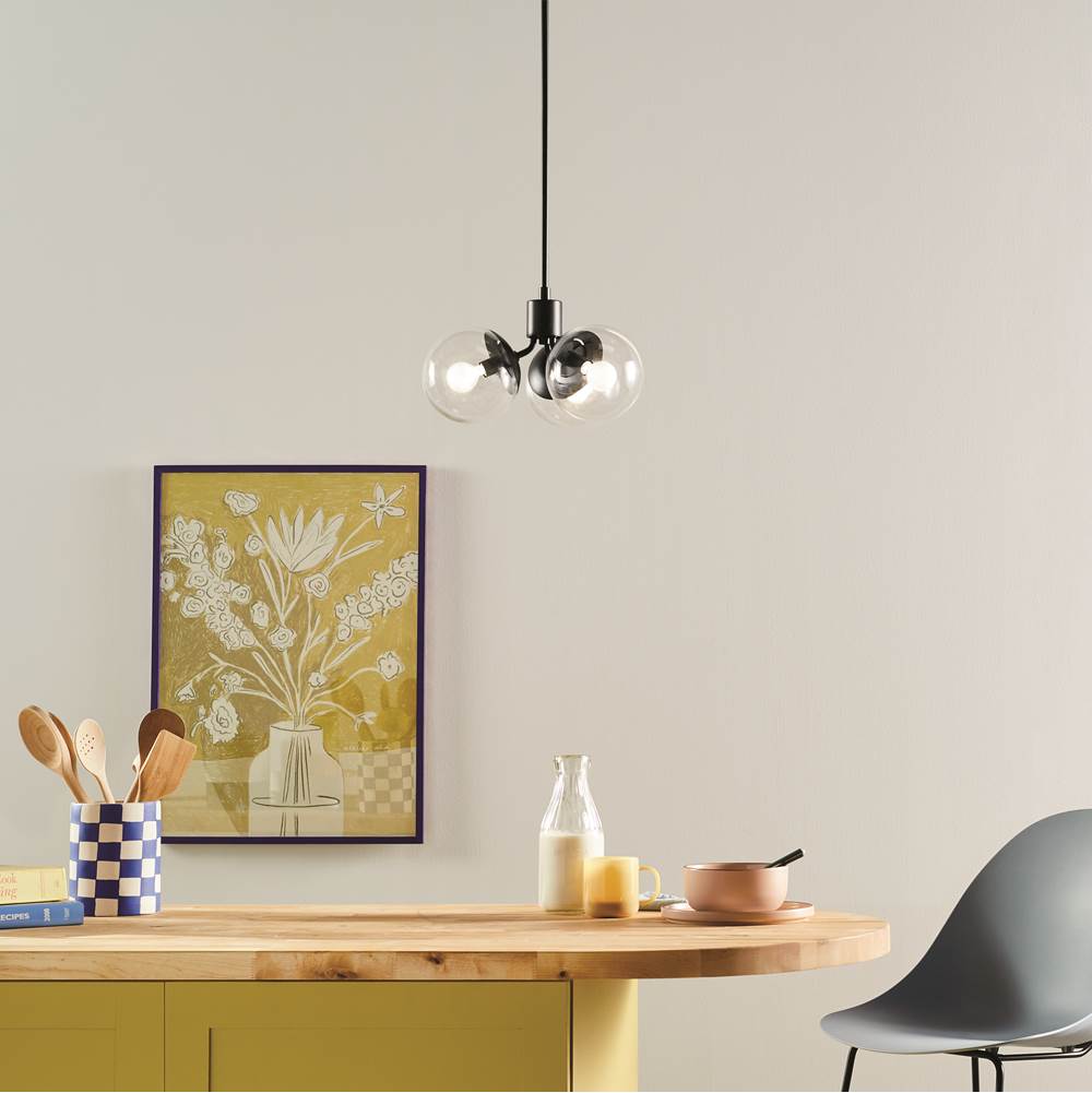 Kichler Lighting 52700BKCLR Black Silvarious 16.5 Inch 3 Light Convertible Pendant With Clear Glass In Black Image 2
