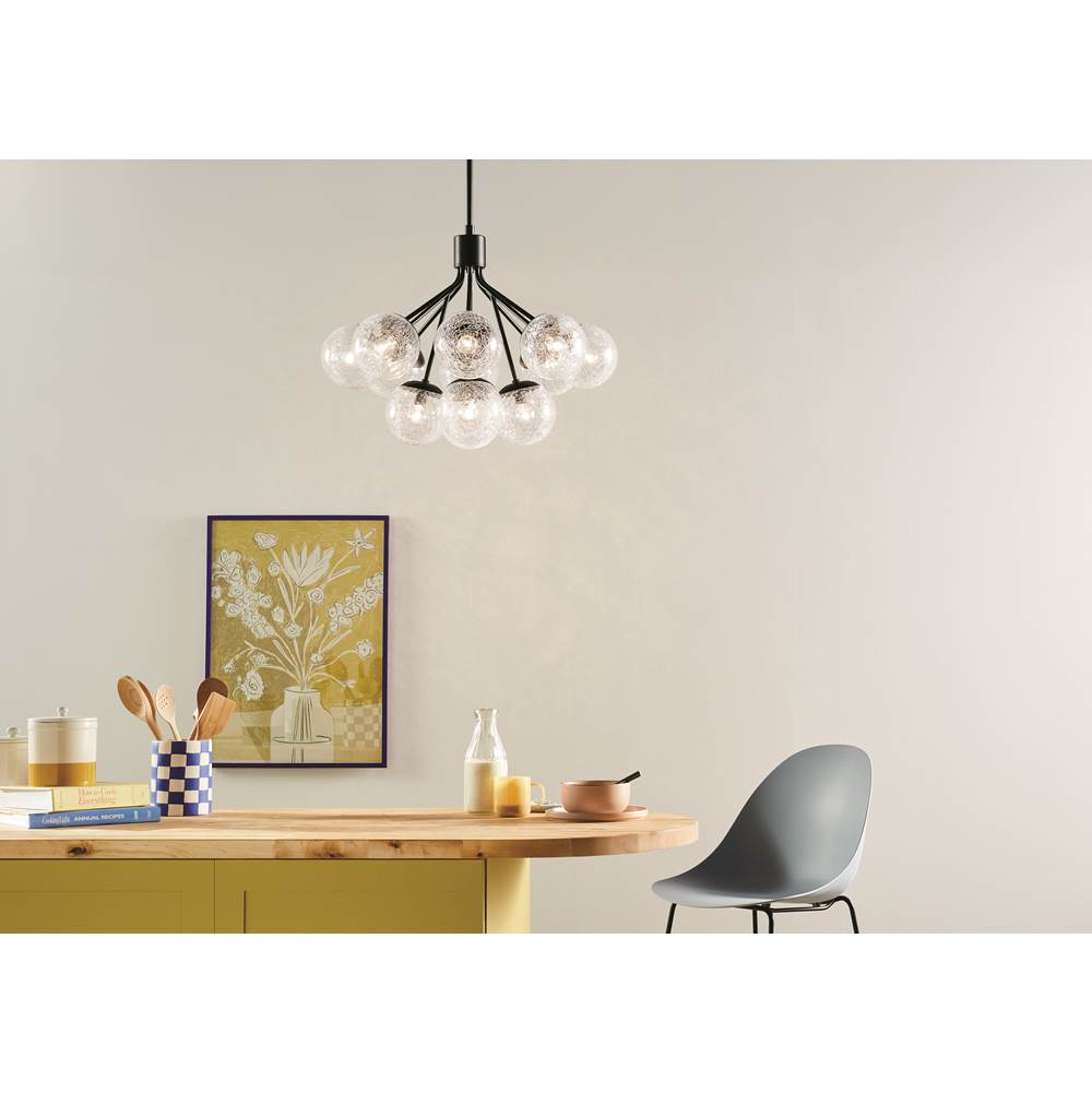 Kichler Lighting 52701BK Black Silvarious 30 Inch 12 Light Convertible Chandelier With Clear Crackled Glass In Black Image 2