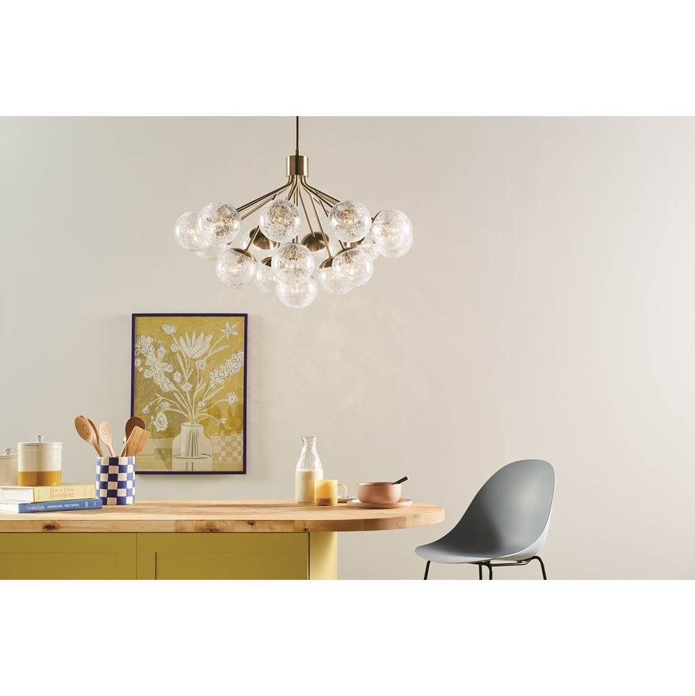 Kichler Lighting 52702CPZ Champagne Bronze Silvarious 38 Inch 16 Light Convertible Chandelier With Clear Crackled Glass In Champagne Bronze Image 3
