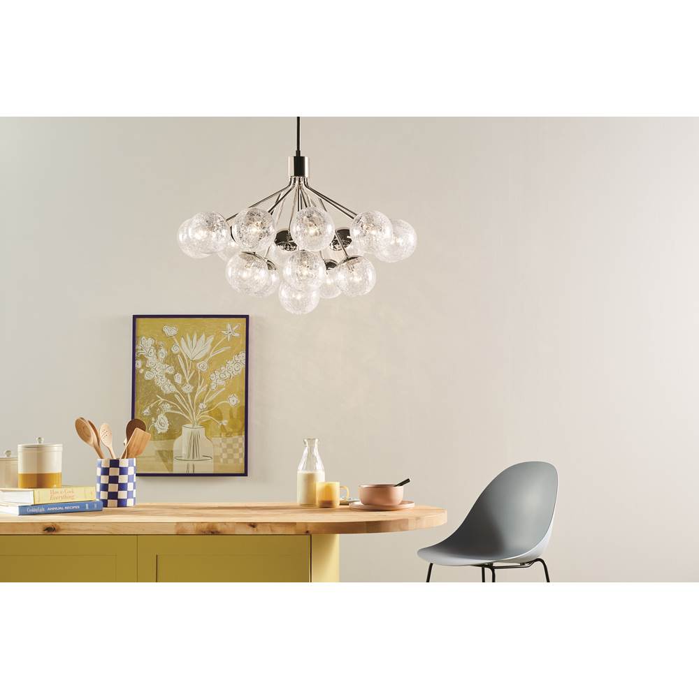 Kichler Lighting 52702PN Polished Nickel Silvarious 38 Inch 16 Light Convertible Chandelier With Clear Crackled Glass In Polished Nickel Image 4