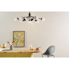 Kichler Lighting 52703BK Black Silvarious 48 Inch 12 Light Linear Convertible Chandelier With Clear Crackled Glass In Black Image 4