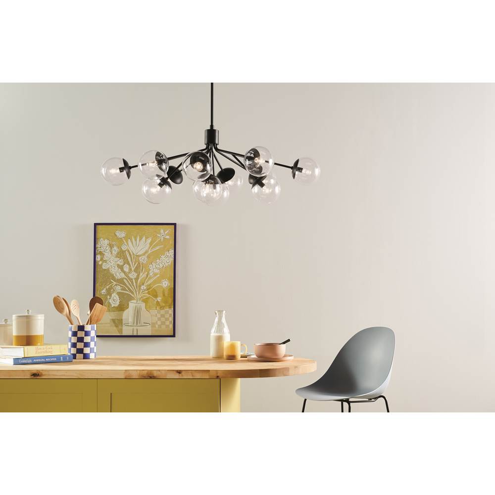 Kichler Lighting 52703BKCLR Black Silvarious 48 Inch 12 Light Linear Convertible Chandelier With Clear Glass In Black Image 4