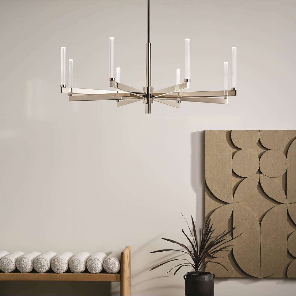 Kichler Lighting 52668PN Polished Nickel Sycara 48.5 Inch 8 Light Led Chandelier With Faceted Crystal In Polished Nickel Image 2