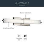 Kichler Lighting 11146NILED Brushed Nickel Linear Bath 26in Led Image 8