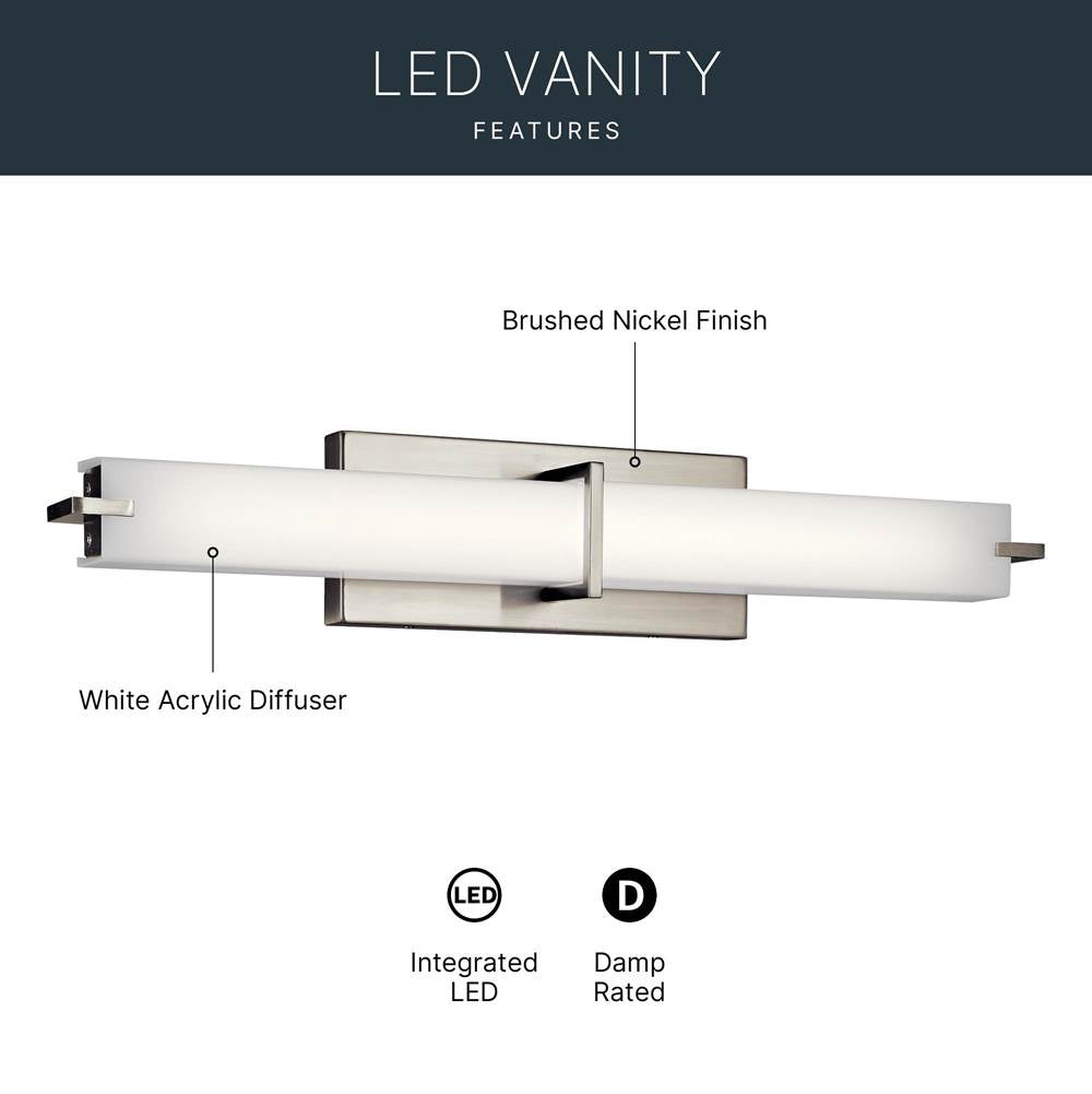 Kichler Lighting 11146NILED Brushed Nickel Linear Bath 26in Led Image 8