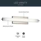Kichler Lighting 11149NILED Brushed Nickel Linear Bath 26in Led Image 9
