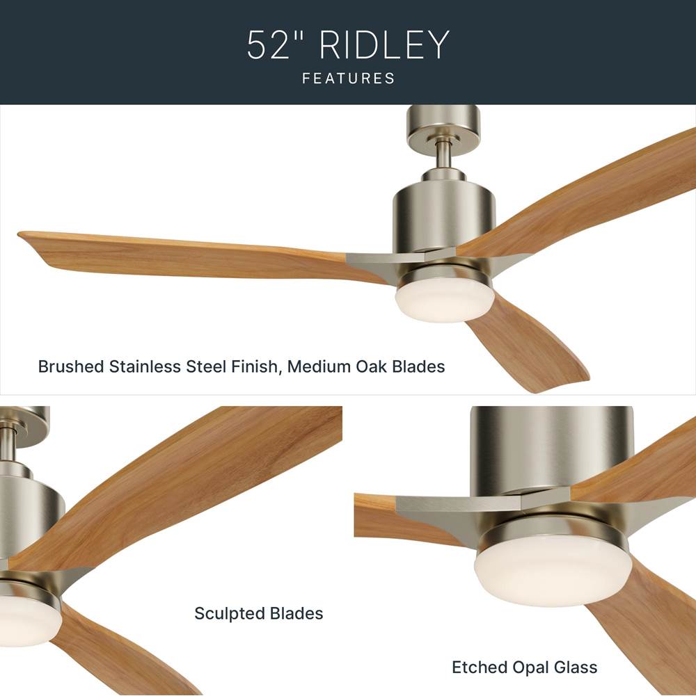 Kichler Lighting 300027BSS Brushed Stainless Steel 52 Inch Ridley Ii Fan Led Image 7