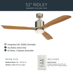 Kichler Lighting 300027BSS Brushed Stainless Steel 52 Inch Ridley Ii Fan Led Image 8