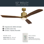 Kichler Lighting 300027NBR Natural Brass 52 Inch Ridley Ii Fan Led Image 8