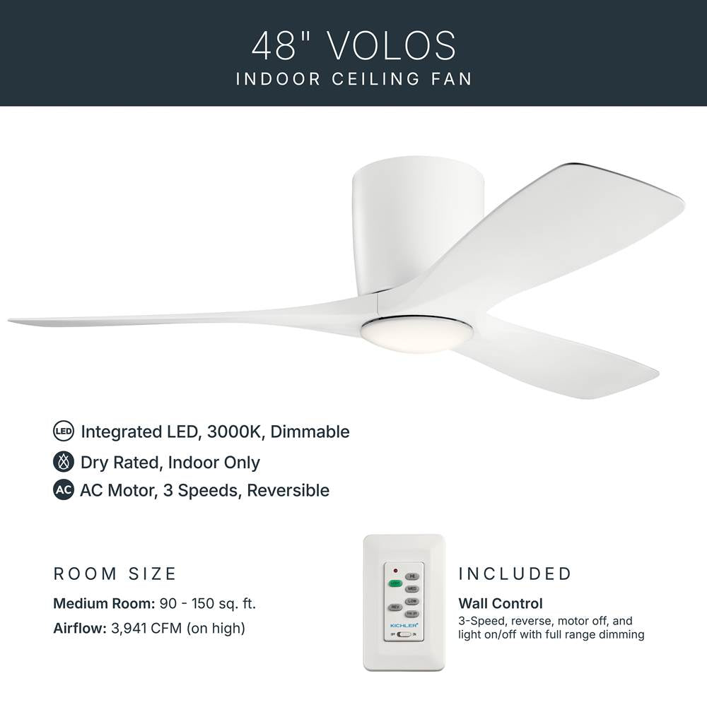 Kichler Lighting 300032MWH Matte White 48 Inch Volos Fan Led Image 7