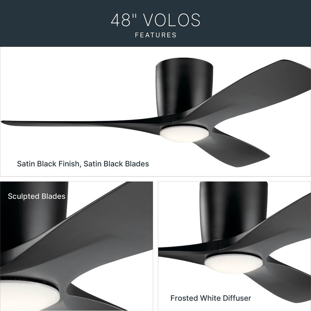 Kichler Lighting 300032SBK Satin Black 48 Inch Volos Fan Led Image 7