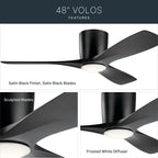 Kichler Lighting 300032SBK Satin Black 48 Inch Volos Fan Led Image 7