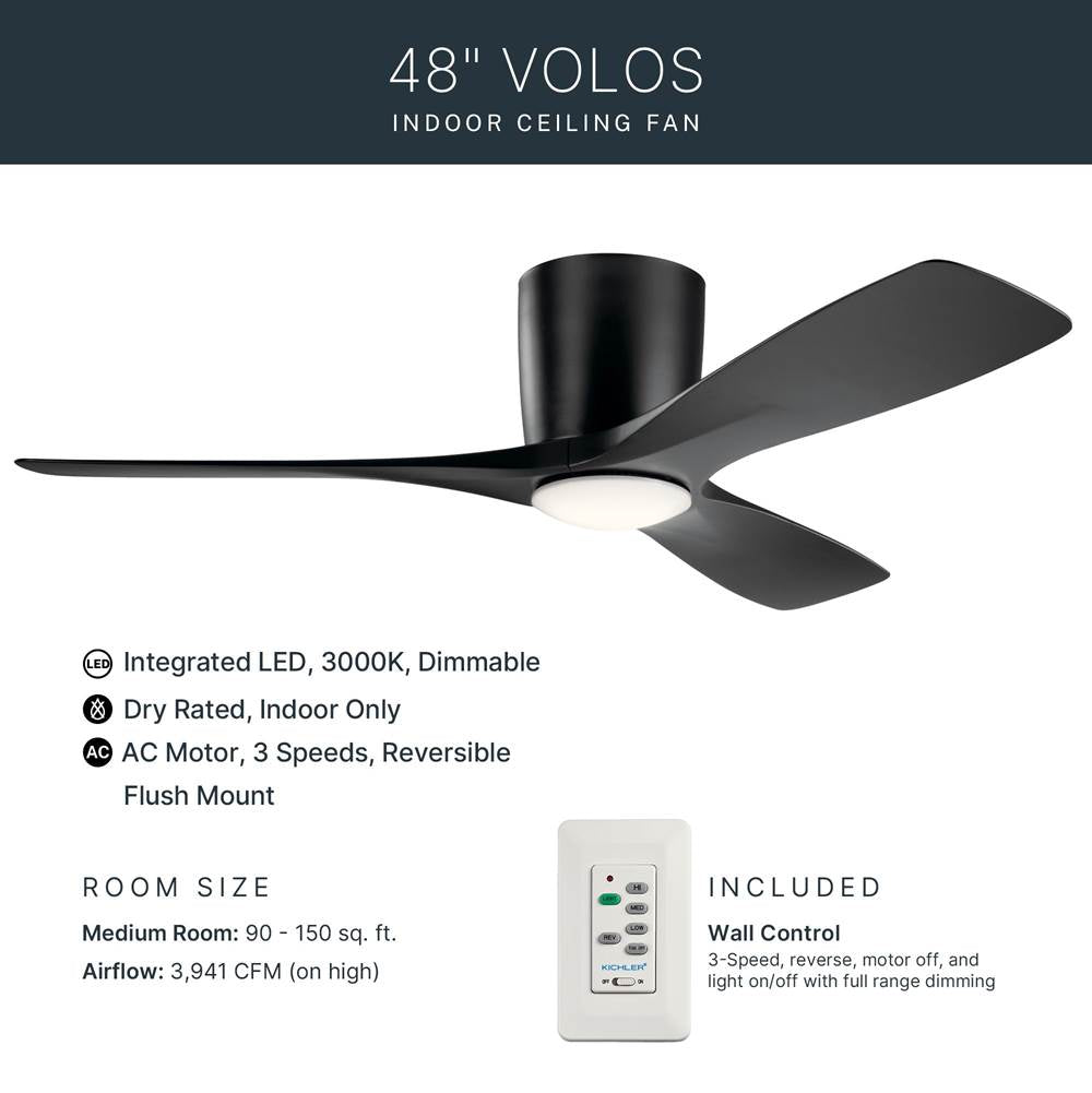 Kichler Lighting 300032SBK Satin Black 48 Inch Volos Fan Led Image 8