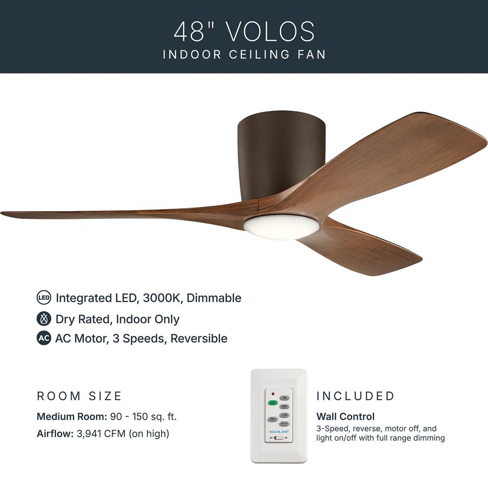 Kichler Lighting 300032SNB Satin Natural Bronze 48 Inch Volos Fan Led Image 7