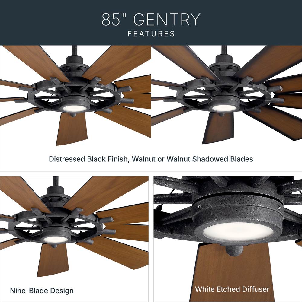 Kichler Lighting 300285DBK Distressed Black 85 Inch Gentry Xl Fan Led Image 7
